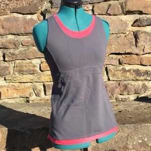 ATHLETA Medium Gray Orange Racerback Keyhole Tank